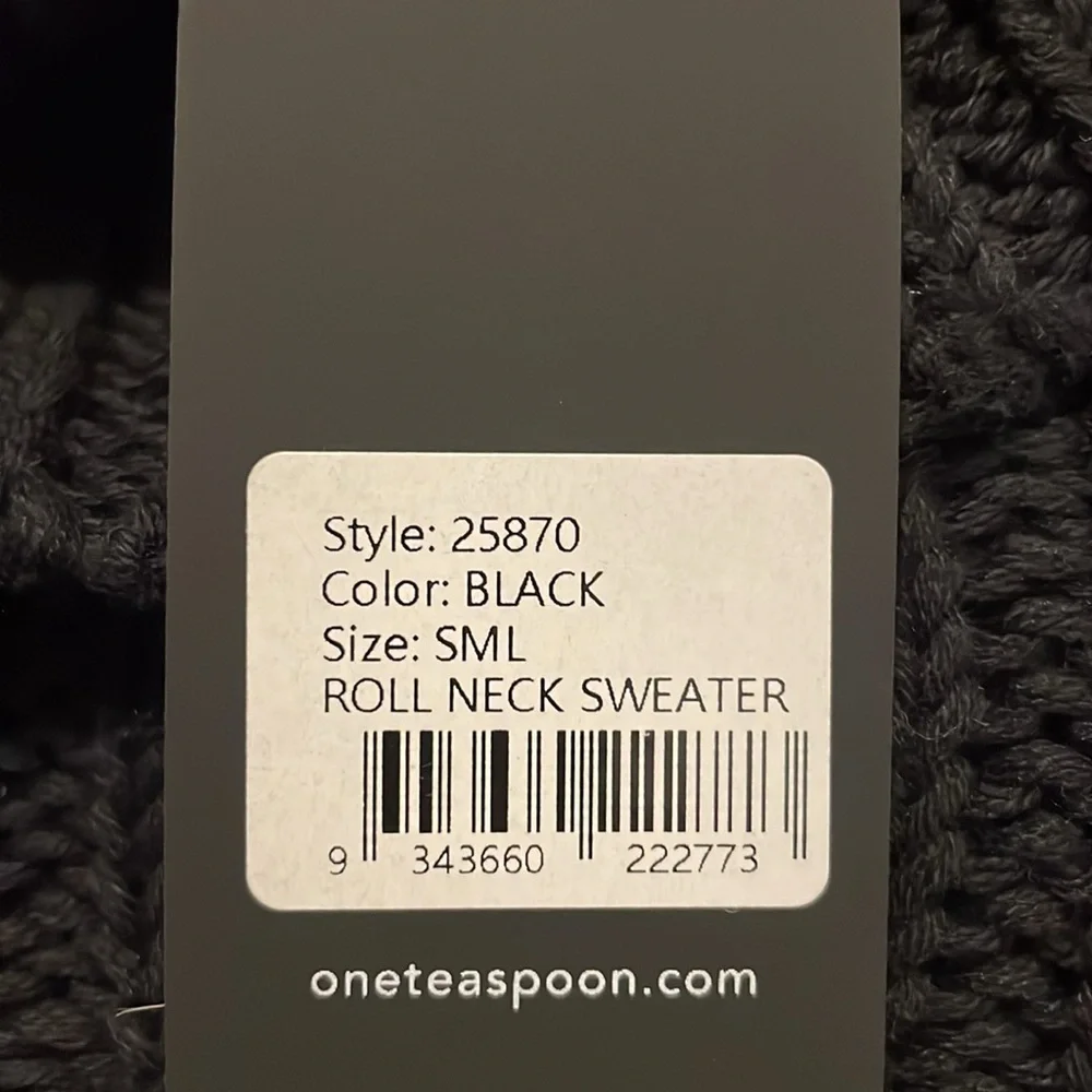 One Teaspoon Poison Classic Chunky Roll‎ Neck Cotton Knit Sweater Black S NEW